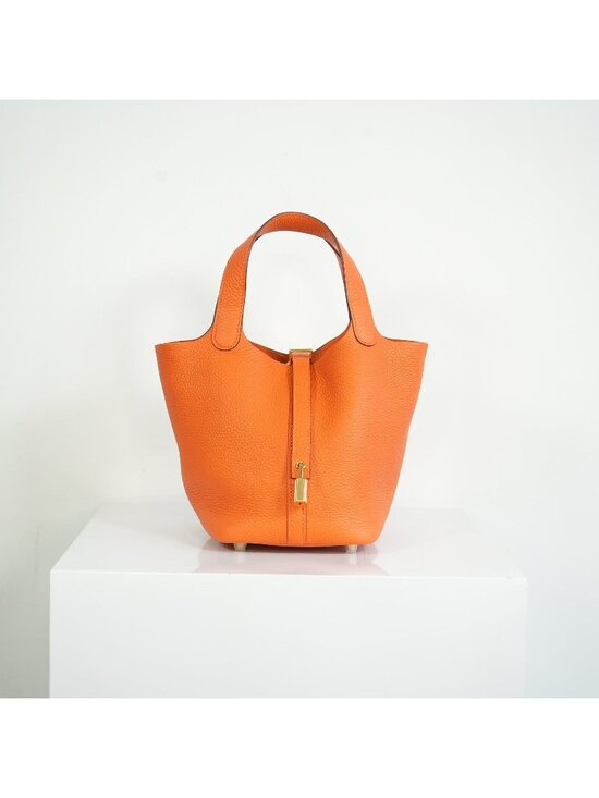 Hermes Handbags - Hermes Picotin Lock 22 Orange Clemence Leather Bag w dust bag